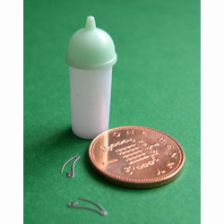 Green Baby Bottle with 2 Nappy Pins